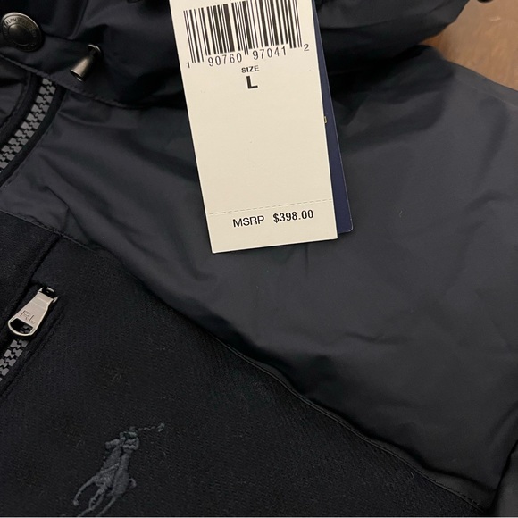 Size Large - Polo Ralph Lauren Padded Bomber Jacket - Dark Navy Blue - $398 - Picture 3 of 4